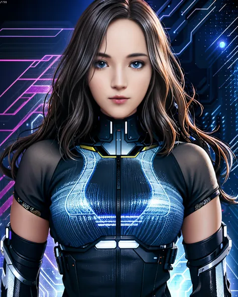 Beautiful futuristic cybernetic girl with hair with bundles of neural networks, Futurism, UHD, Super detailed, highest quality, ...