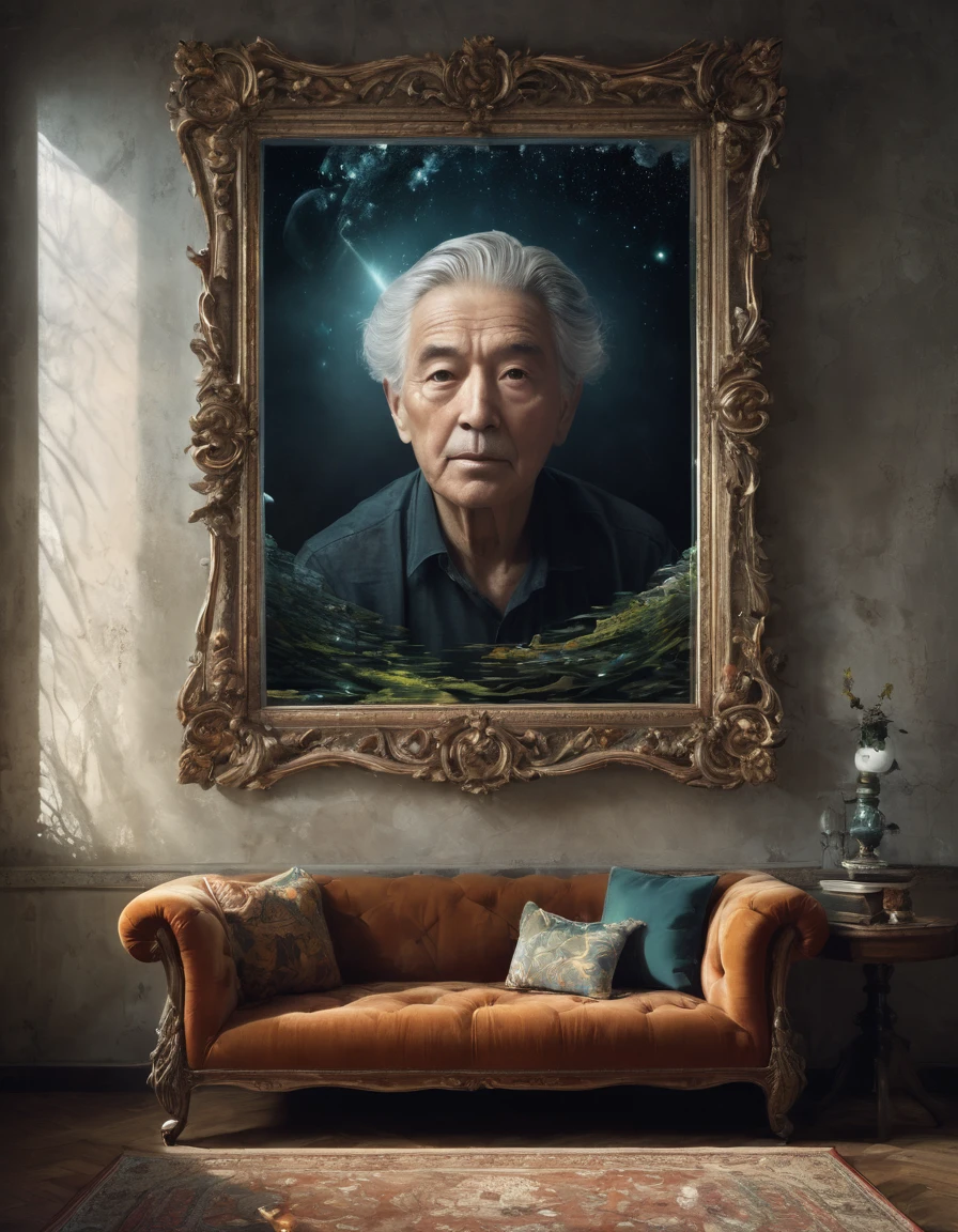 (best quality,4k,highres,masterpiece:1.2),ultra-detailed,(realistic,photorealistic,photo-realistic:1.37),medium:mirror,masterful artwork,old and young transformation, as an old man,reflection of life,giant mirror on the wall,radiant lighting,astonishing details,magical atmosphere,vibrant colors,immersive experience,precise brushstrokes,unrealistic color palette,blending of time,visual storytelling,dynamic perspective,great attention to detail,dramatic contrast,emotional impact,dreamlike surrealism,mesmerizing texture,sublime storytelling,exploration of identity,contrast of youth and old age,rich symbolism,thought-provoking composition,masterful technique,mirror as a portal,illusion of time and space,intricate facial features,magical realism,transcendent artistry,introspective mood,detailed clothing,compelling narrative,profound introspection,fantasy-like transformation,deep reflection,beautifully rendered scenery,hauntingly beautiful aesthetic,dreamy color scheme,illusion of depth and dimension,exquisite use of light and shadow.