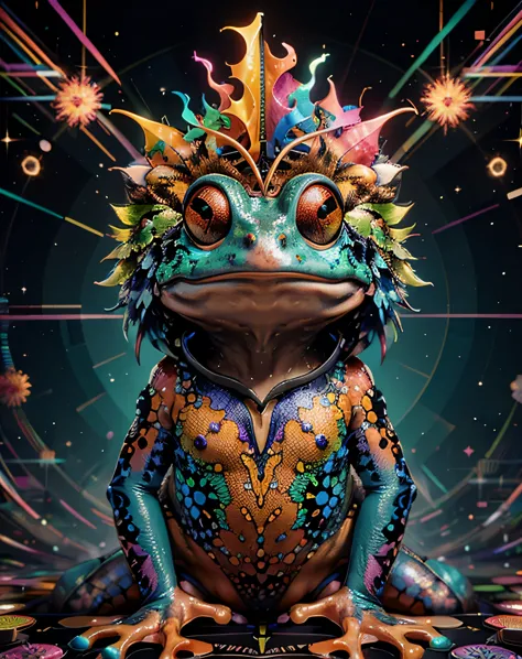 Colorful fractal frog meahophontron with ral-glydch 