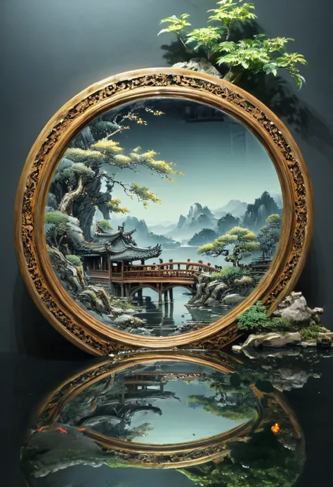 Reflection art, by Chen Longque, (best quality, masterpiece, perfect composition, very aesthetic, ultra-detailed, intricate deta...