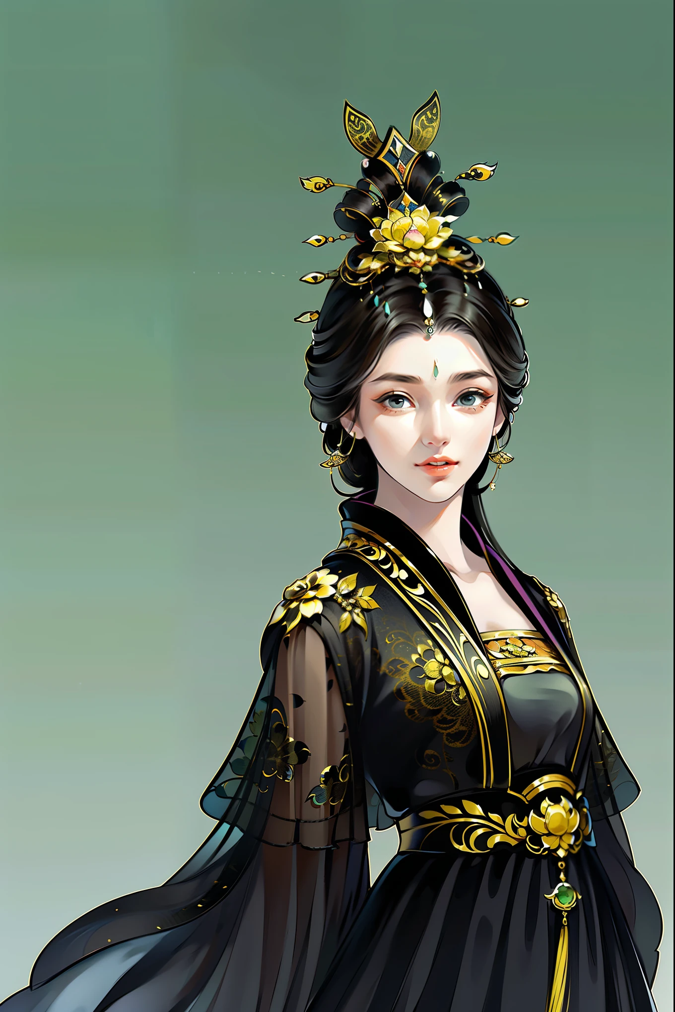 （masterpiece，super detailed，HD details，highly detailed art）1 girl，Half body，xianxia，monochrome，black dress，elegant，Highly detailed character designs from East Asia，Game character costume design，simple，ultra high resolution, sharp focus, epic work, masterpiece, (Very detailed CG unified 8k wallpaper)，pretty face，beautiful eyes，HD details