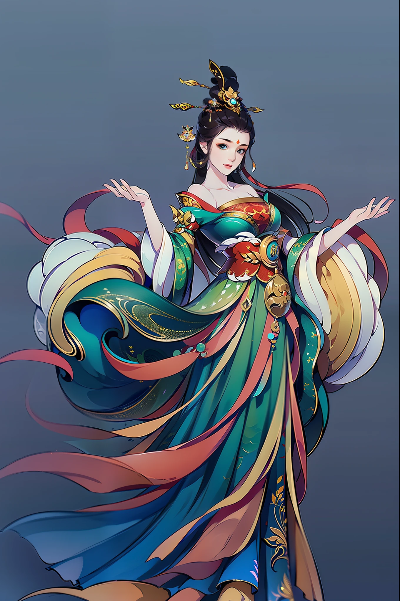（masterpiece，super detailed，HD details，highly detailed art）1 girl，Half body，xianxia，Gorgeous dance costumes，elegant，Elegant，Highly detailed character designs from East Asia，Game character costume design，simple，ultra high resolution, sharp focus, epic work, masterpiece, (Very detailed CG unified 8k wallpaper)，pretty face，beautiful eyes，HD details