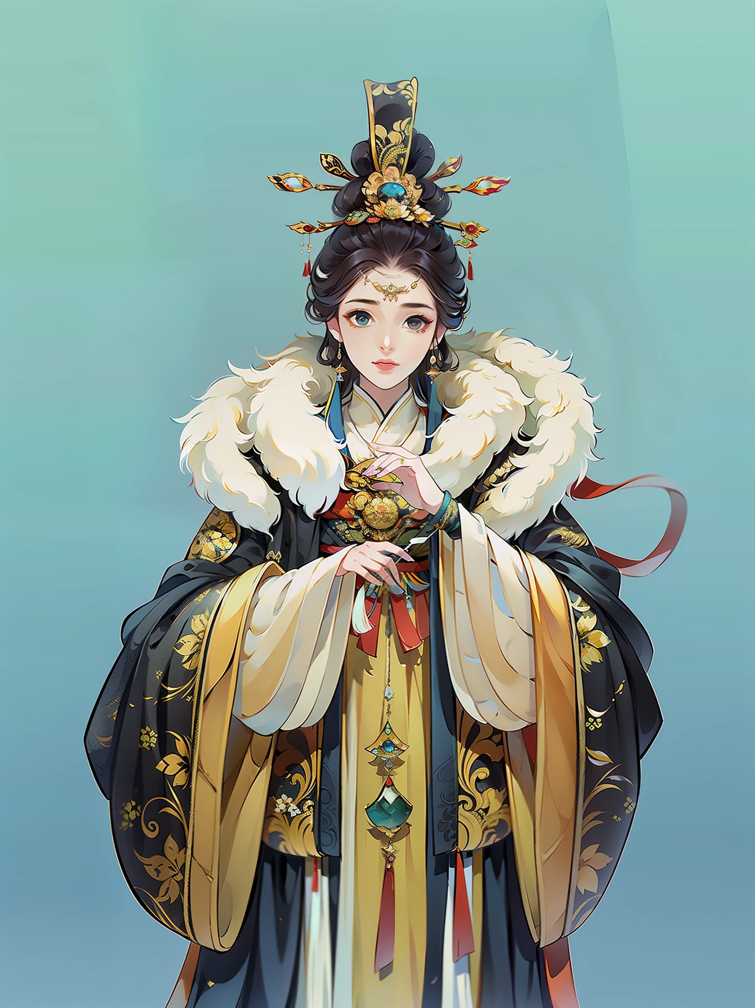 （masterpiece，super detailed，HD details，highly detailed art）1 girl，Half body，xianxia，winter clothes，Loose plush jacket，hairy，warm，elegant，elegant，Highly detailed character designs from East Asia，Game character costume design，simple，ultra high resolution, sharp focus, epic work, masterpiece, (Very detailed CG unified 8k wallpaper)，pretty face，beautiful eyes，HD details