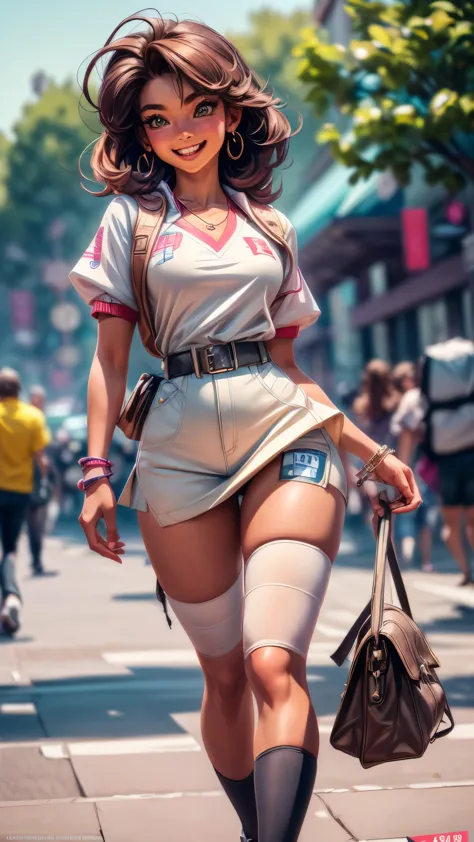 (best quality,4k,8k,highres,masterpiece:1.2),ultra-detailed, College Girl walking around college campus, strutting her stuff, Sm...