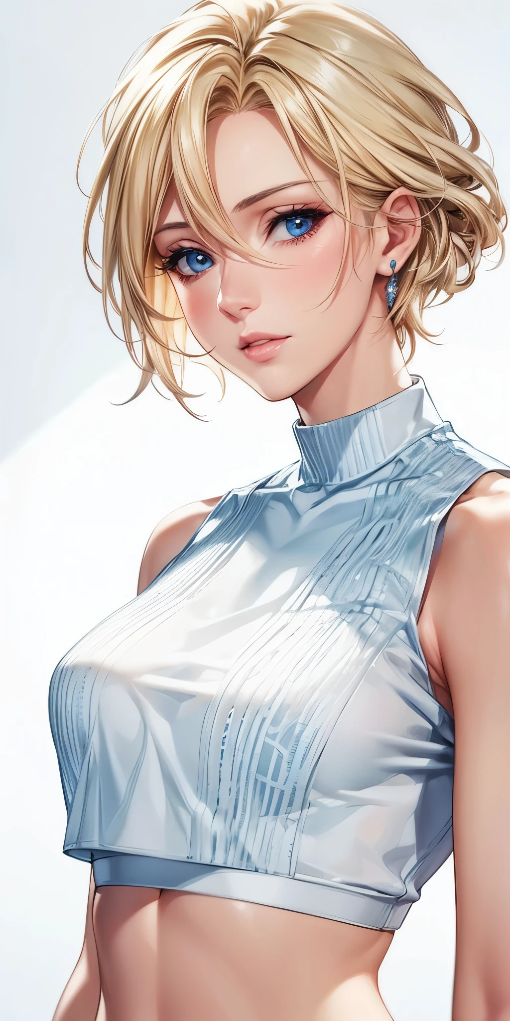 Портрет, реалистичный, элегантная зрелая женщина, голубые глаза, светлые волосы, разрешение 4к, сверхдетализированная компьютерная графика, красивая компьютерная графика, Мягкий свет