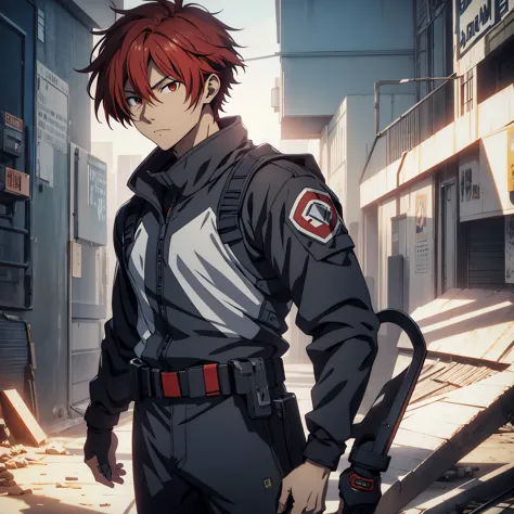 
1 male, solo, red hair , 17 years old, anime character wearing combat suit, kaworu nagisa, anime handsome man, male anime chara...