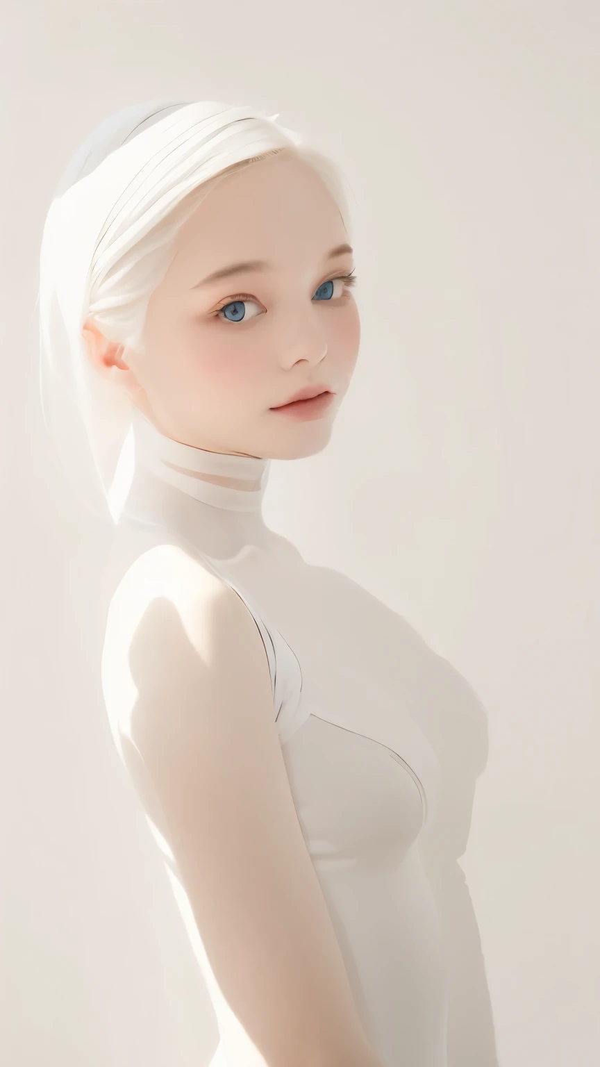 one girl、anatomy、Angle above the knee、albino:1.3、unparalleled beauty、16 only、Silky white hair、clear blue eyes、plump lips、black long dress、black choker、sapphire pendant、Are standing、beautiful skin、dense skin、small breasts、It&#39;s small、(((white background、White world、beautiful shadows:1.5)))、silence、Raw photo、highest quality、ultra High resolution、High resolution、masterpiece:1.3、８ｋ、professional photographer、
