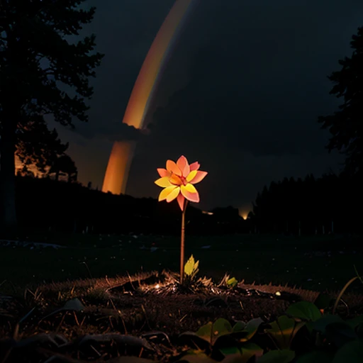 monochrome woman, holding a floeer, monochrome background, nighttime, brightly colored flower, Neon Dreams, glowing flower, neon glow, shining brightly