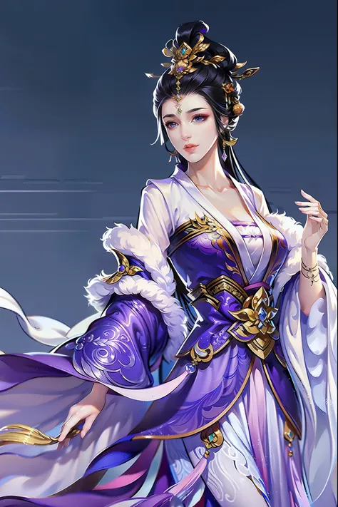 （masterpiece，super detailed，HD details，highly detailed art）1 girl，Half body，jewelry，xianxia，Purple attire，game senya，elegant，Hig...