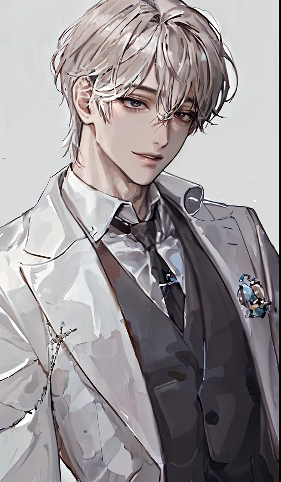 Anime boy in a suit and tie with a bird on his lapel - SeaArt AI