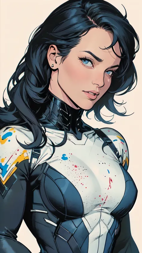 masterpiece,extremely beautiful woman,Excellent sense,(((perfect very white background))),American Comics,(((The Perfect One Wom...