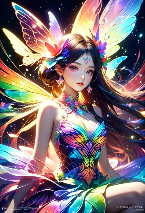 暗闇の中を羽ばたくbutterfly々shine、As beautiful as a dream、It touches my heart.,butterfly々:Rainbow-colored:seven colors:luminescence:shine...