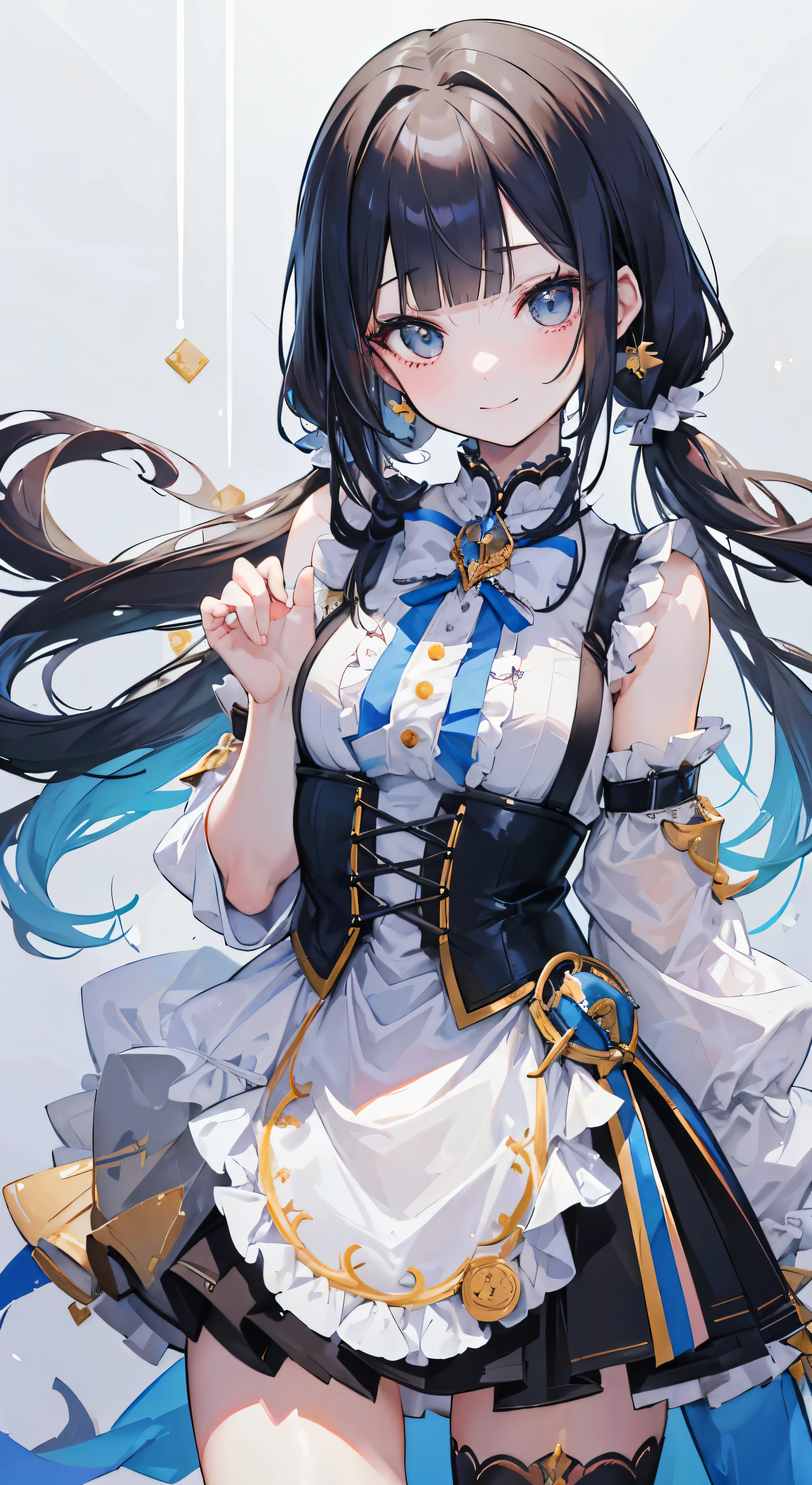 Anime girl with long black hair and blue eyes in a white dress - SeaArt AI