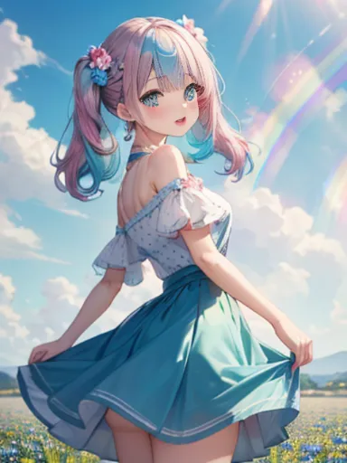 the arrival of spring、big butt、 (alone:1.5,)super detailed,bright colors, very beautiful detailed anime face and eyes, look stra...