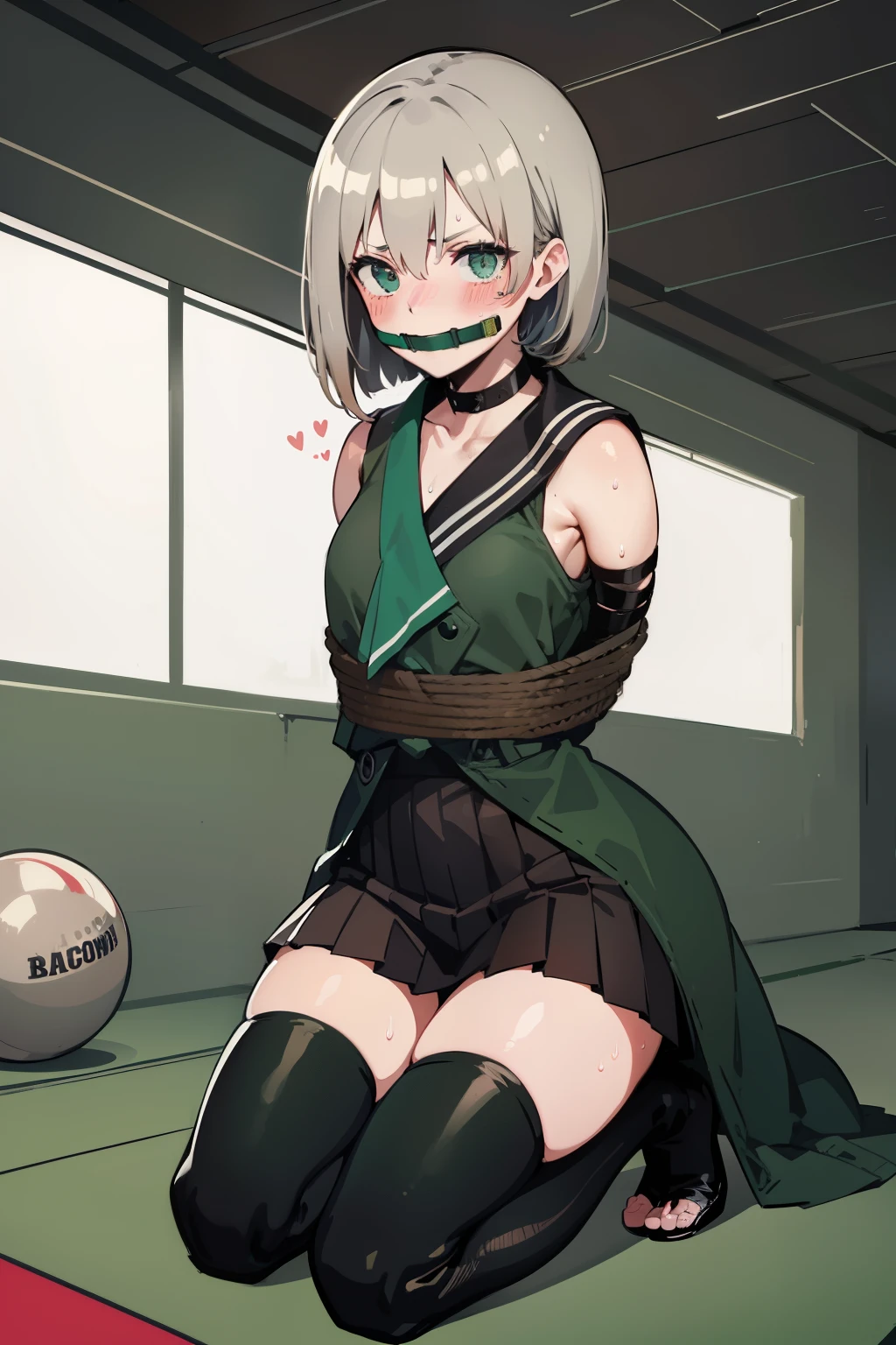 Anime girl sitting on the floor with a soccer ball in front of her - SeaArt  AI