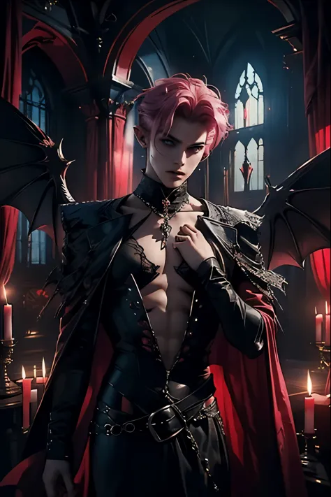 ((Best quality)), ((masterpiece)), 8k (detailed), ((perfect face)), ((halfbody)) perfect proporcions,  he is a sexy succubus, he...