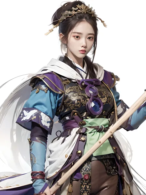 woman wearing blue and purple clothes, zhao yun, heise-lian yan fang, bian lian, yun ling, xianxia hero, Inspired by Zhao Yuan, ...