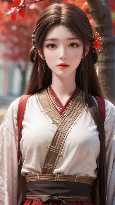 (masterpiece, best quality:1.2), 1girl, long black hair，Red head rope，Nice hairstyle，brown eyes，Chinese style ancient costume，Re...