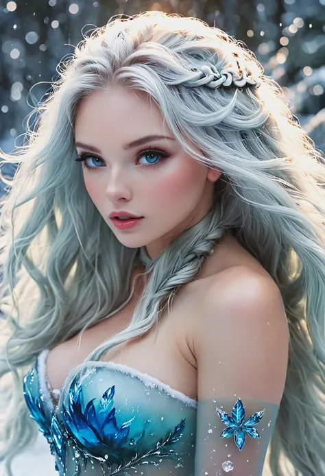 Blonde with long hair, ice nymph 