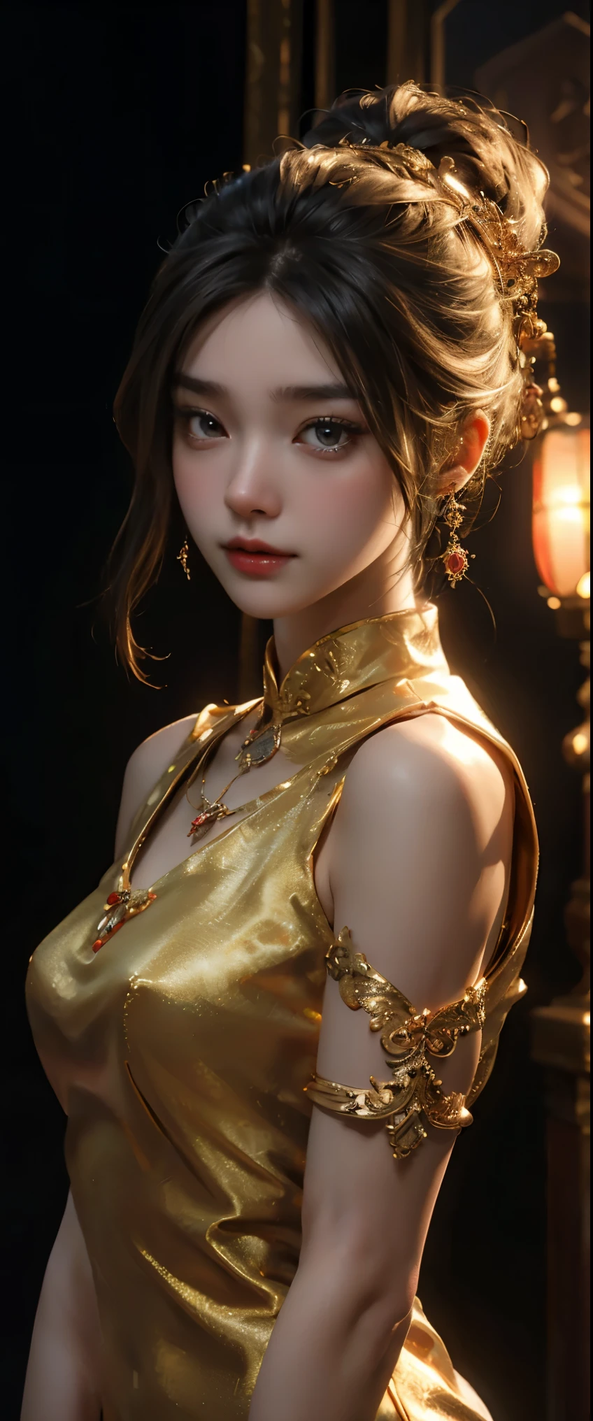 best quality, masterpiece, highres, 1girl,china dress,hair ornament,necklace, jewelry,Beautiful face,upon_body, tyndall effect,photorealistic, dark studio, rim lighting, two tone lighting,(high detailed skin:1.2), 8k uhd, dslr, soft lighting, high quality, volumetric lighting, candid, Photograph, high resolution, 4k, 8k, Bokeh,