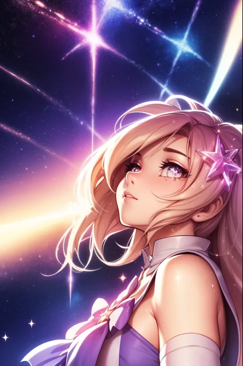 ((magical girl)), ((gorgeous starry sky background)), ((ultra-detailed)), ((best illustration)), ((cinematic lighting)), dynamic...