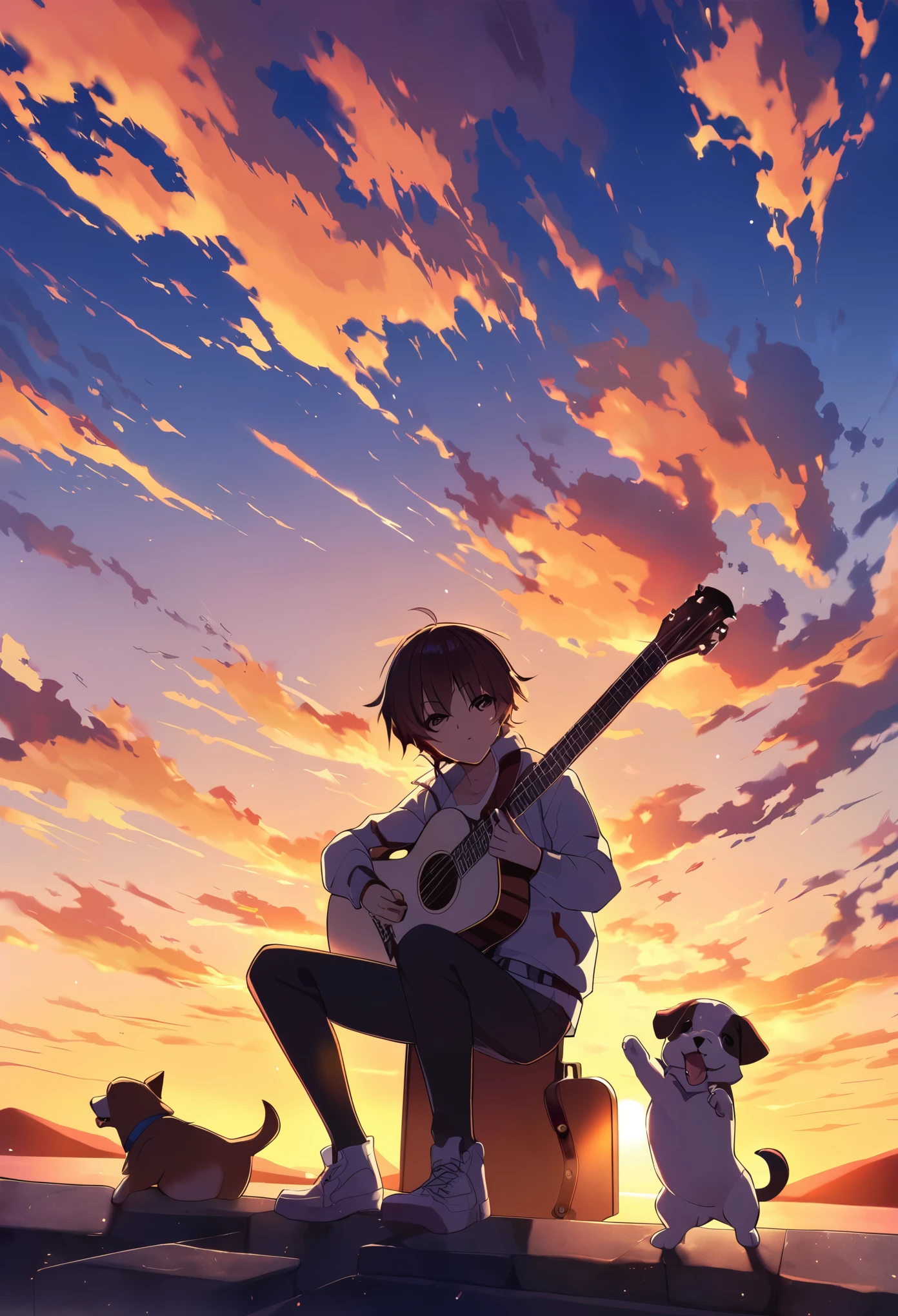 Takayama，atardecer，((chico))，(Guitar)，cachorro