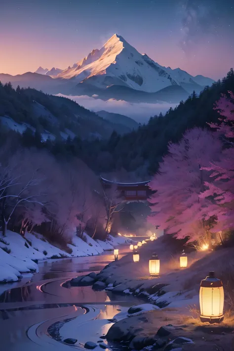 (((Xin Haicheng style)), pixiv, anime drawing, high quality,
Pink and purple hued sky blanketing the horizon,
Beautiful scenery ...