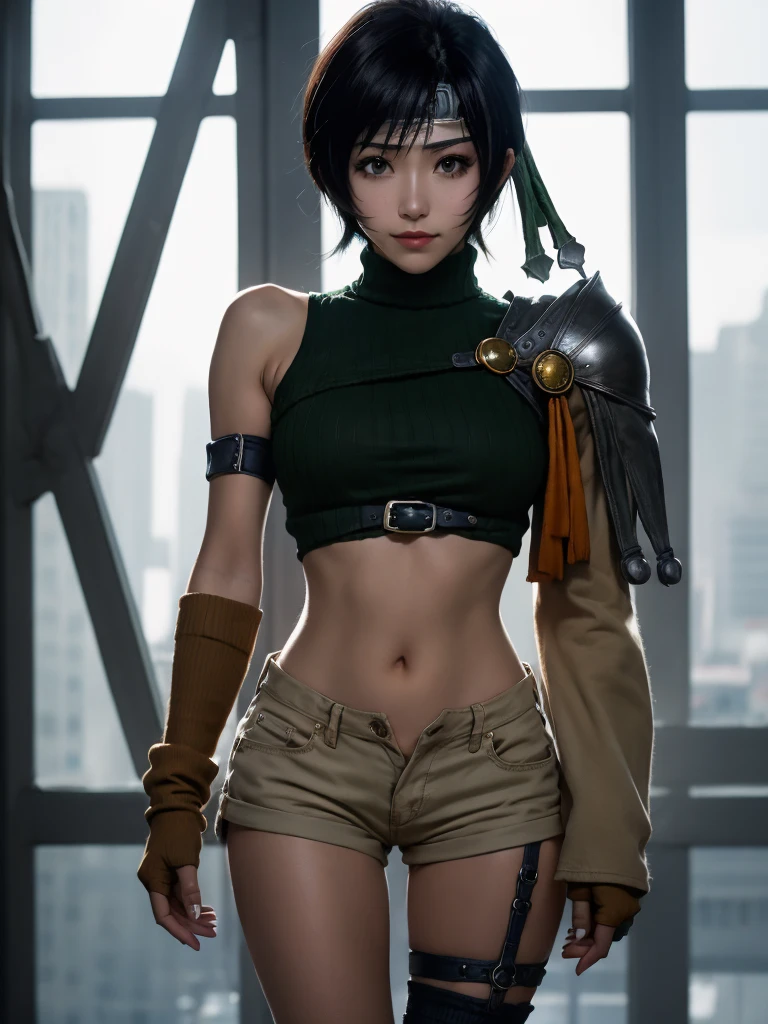 
Yuffie Kisaragi, un personnage distinctif du monde du jeu Final Fantasy, connue pour ses cheveux noirs et ses yeux marrons. Elle porte une coupe courte de lutin et est vêtue d&#39;un haut court, Gants sans doigts, des bas résille et un protège-front. Son style est unique avec des cols roulés sans manches et des shorts courts qui exposent son nombril. Un bandeau complète sa tenue, tandis que des chaussettes simples jusqu&#39;aux cuisses et des gants complètent ses manches. Son look est complété par un col roulé sans manches et des cuissardes. La représentation de Yuffie est présentée comme un chef-d&#39;œuvre de la plus haute qualité dans une résolution exceptionnellement élevée de 8K. Ses yeux sont particulièrement mis en valeur, avec une belle, des fonctionnalités détaillées qui améliorent son apparence hyper-réaliste. Son visage et son corps sont extrêmement détaillés, avec chaque facette de son anatomie soigneusement élaborée, y compris des mains et une anatomie parfaites. La scène montre Yuffie dans une photo typique de cow-boy, regarder directement le spectateur. L&#39;image est placée à l&#39;intérieur, avec l&#39;éclairage parfaitement réglé pour faire ressortir au maximum ses détails. La présentation générale de l&#39;image est un hommage au personnage et à ses traits caractéristiques, rendu vivant grâce à l&#39;illustration avec une qualité et des détails époustouflants.