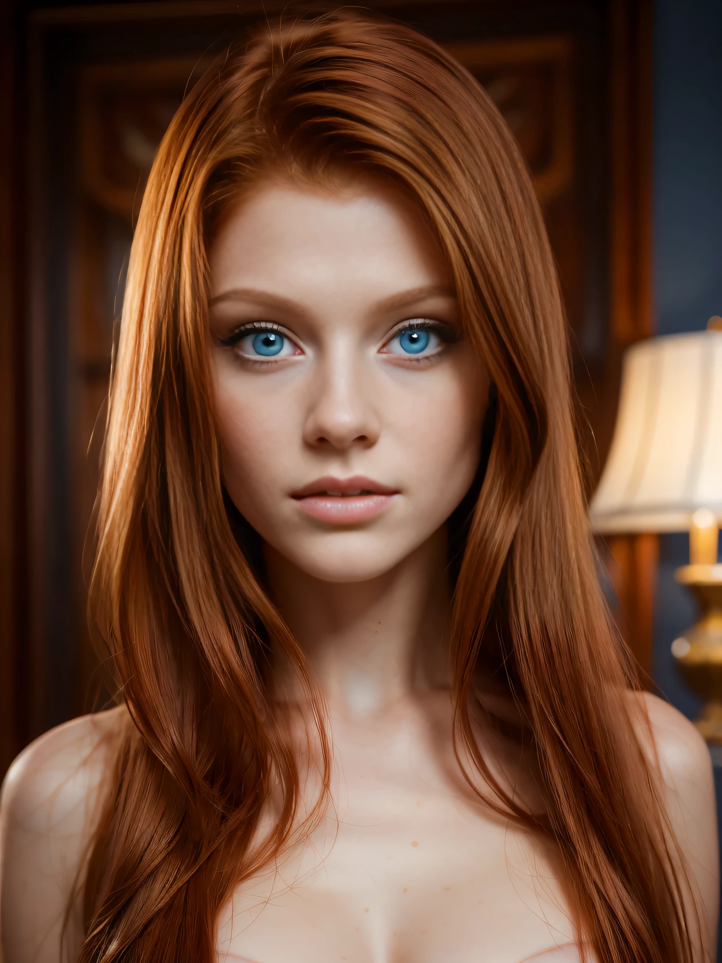 لقطة لكامل الجسم بدقة 8K لفتاة جميلة ذات شعر أحمر تبلغ من العمر 18 عامًا, (معقد, محض, شفاف, شفاف,(لا ملابس:1.2)), معقد, وجه جميل, سامية, رائع, مفصلة للغاية, التصوير الفوتوغرافي الرقمي الواقعي, التصوير الفوتوغرافي المفرط الواقعي, الخجل, الوجه الأكثر جمالا, (تحفة, إضاءة جانبية, (عيون زرقاء جميلة مفصلة بدقة: 1.2)),