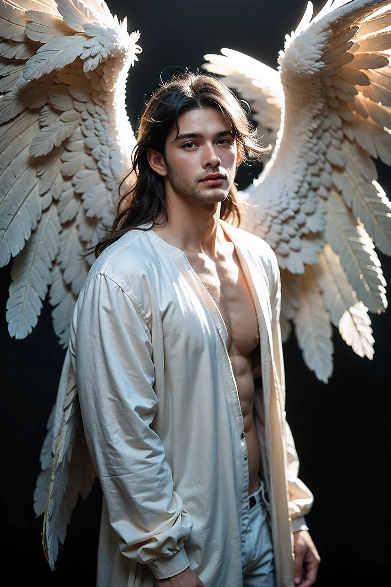 Realistic photography, The most handsome angel ,sky