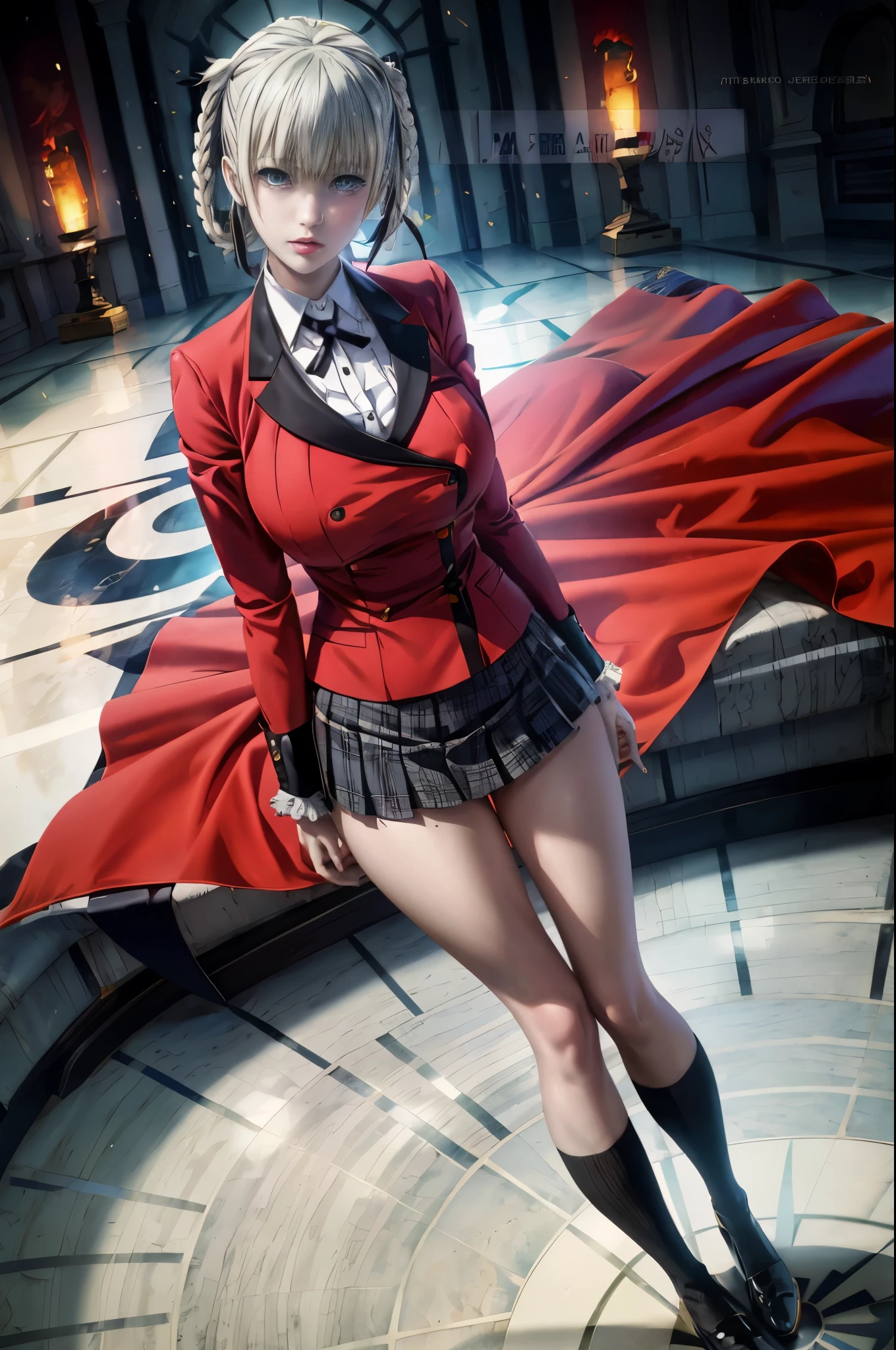 anime girl in a red cape posing for a picture, Kirari Momobami, range murata and artgerm, persona 5 art style wlop, rin tohsaka, alena aenami and artgerm, style artgerm, ann takamaki from persona 5, artgerm style, in the style artgerm, crimson attire, extremely detailed artgerm