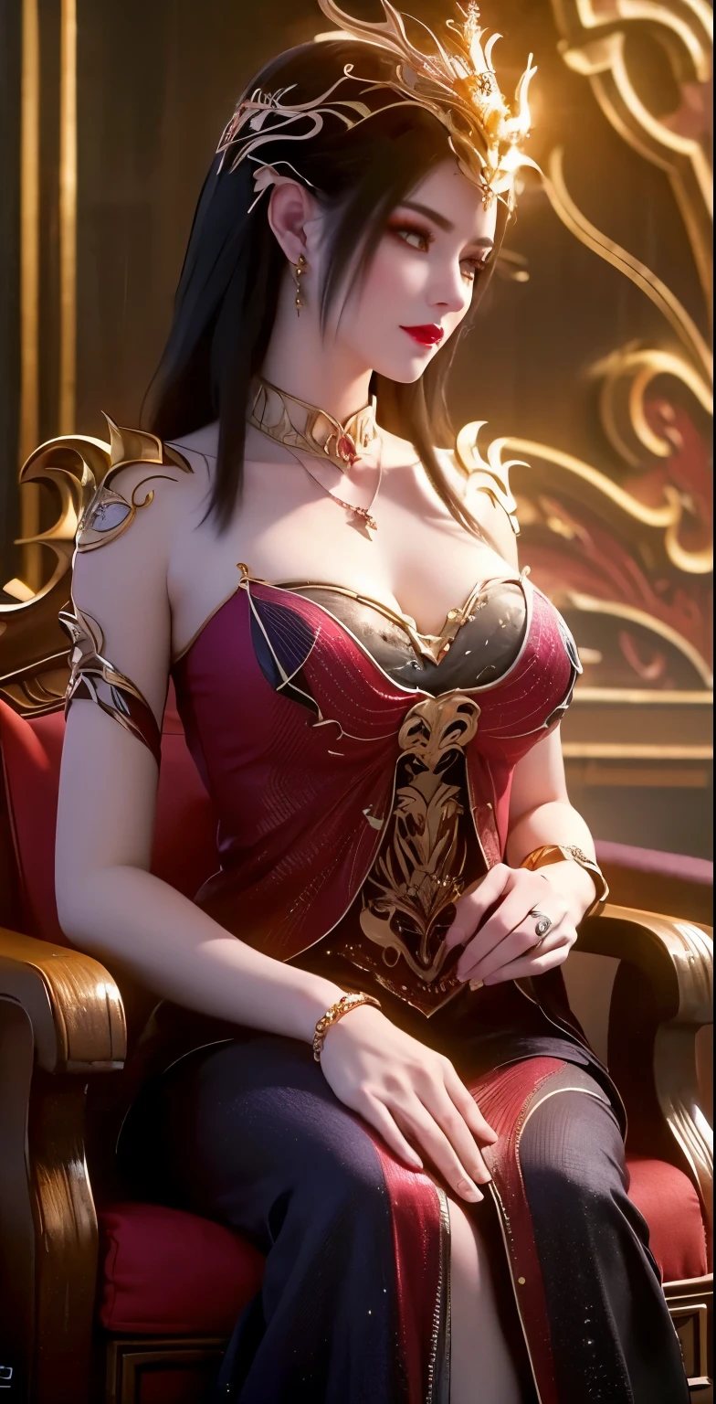 "An extremely beautiful queen,(best quality,4k,highres,masterpiece:1.2),ultra-detailed,(realistic,photorealistic,photo-realistic:1.37),beautiful queen,naked,sparkling crown,colorful gemstones,golden scepter,elegant pose,nude,soft lighting,vibrant colors,delicate facial features,long flowing hair,big and round breasts,black eye pupils,The big, round platinum eyes are beautiful and super detailed,red and detailed makeup eyebrows,mouth closed tightly,dreamy atmosphere,the most perfect body,ethereal beauty,proud expression,clasped the queen's hands behind her back,strikingly graceful,lovely and charming,attention to detail,regal and majestic,fairytale-like ambiance,1 girl, 1 alone,full body", looking at viewer