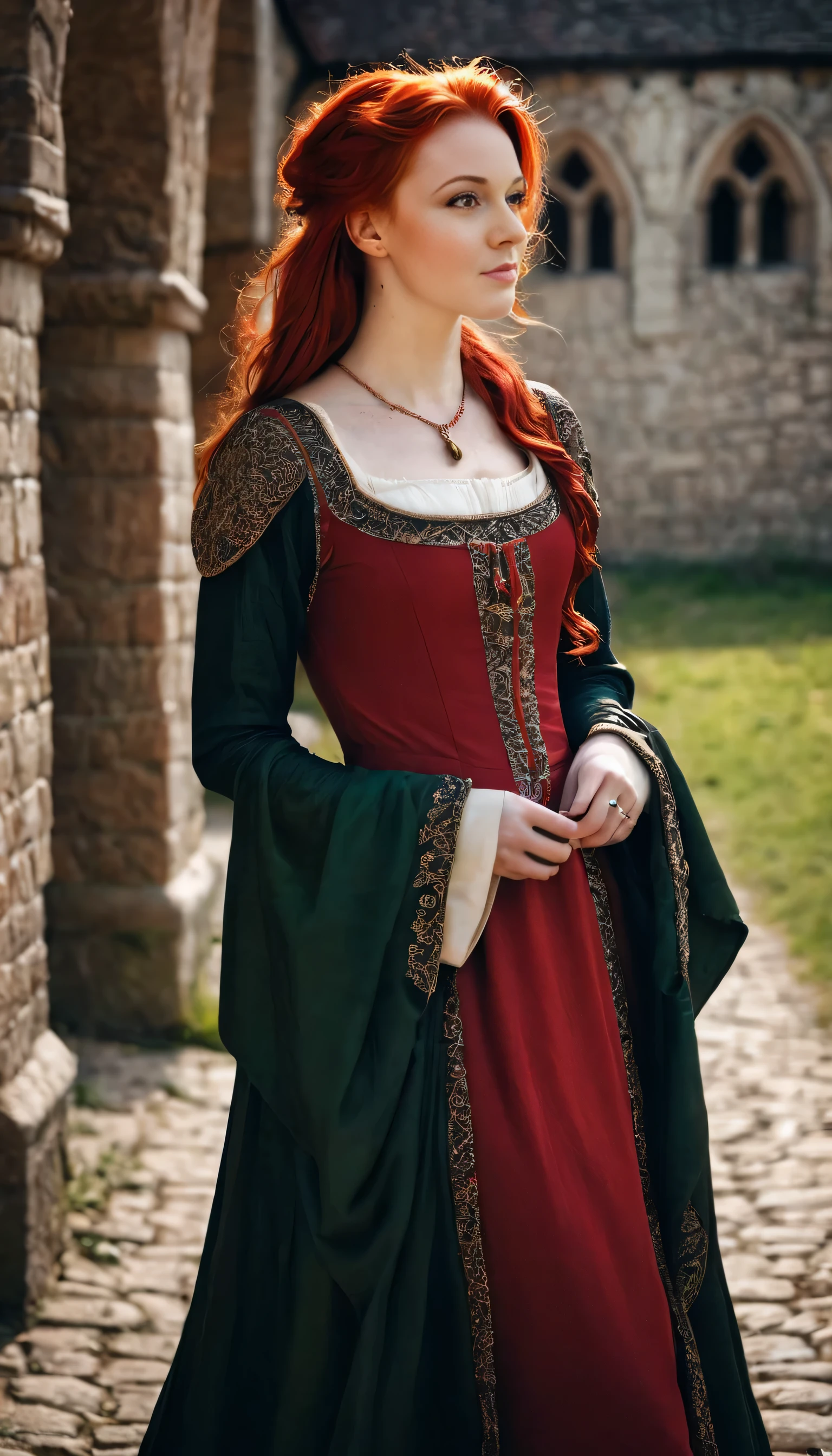 Amazingly beautiful Medieval dressed woman