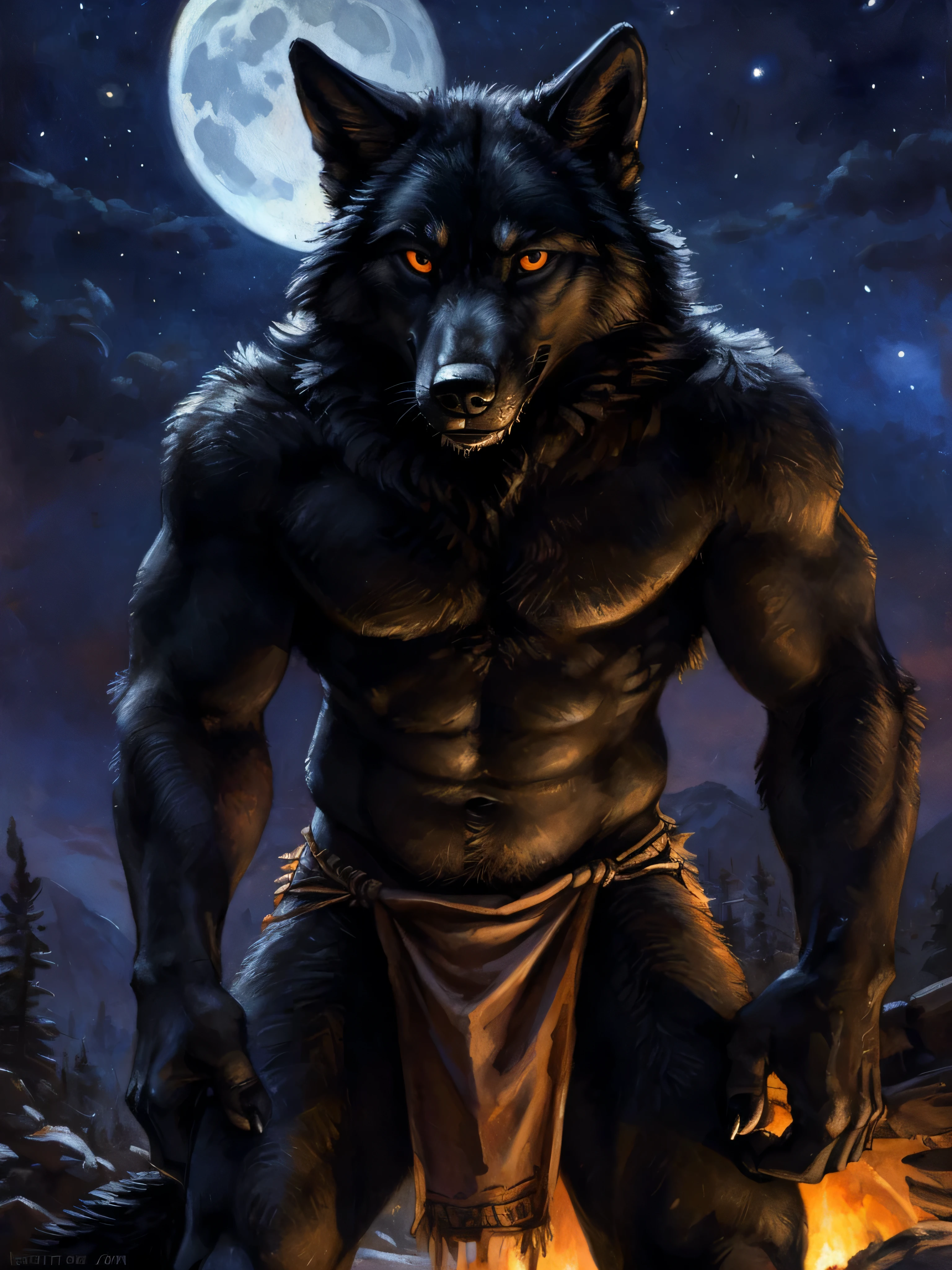 symmetrical eyes, dark retinas, ((large wide eyes, staring intensely at camera, front view)), ((solo)), male, anthro (black wolf), (wolf tail), (sheath, (balls)), ((black fur, thick fur, furry body)), (muscular, beefy), by blotch, by kenket, (masterpiece, high quality, 8k, perfect hands, correct anatomy:1.2), ((taking a bath)), ((mature male)), sexy, ((detailed background)),