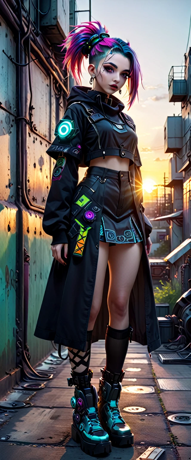 ((ultra wide angle x0.5:1.5, bottom camera view, Pin on Cybergoth:1.5)), ((selfie:1.4, young Pin on Cybergoth, wearing Pin on Cybergoth clothing, various vibrant colors and embellishments: 1.3)),((industrial scenery, stunning, 360 degree view: 1.5)), ((perfect: 1.3, meticulously detailed: 1.3, flawless, high definition: 1.4, cinematic: 1.4), ((Masterpiece)), (Hyper Detailed: 1.4), (Photorealistic: 1.4), Epic, Sunset: 1.4, 32k.
