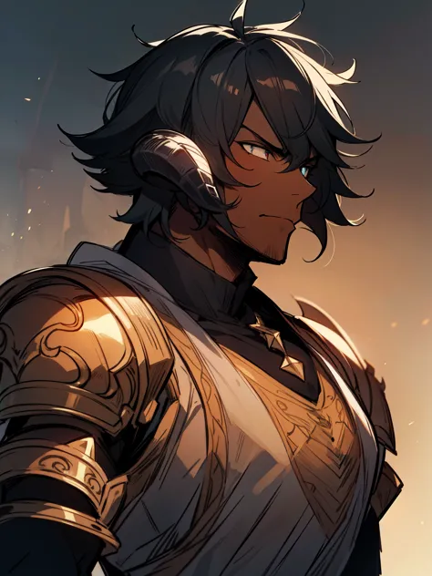 ((black hair)), ((front horns)), ((black au ra)), ((black scales on skin)), (((dark skin))), (knight (final fantasy), ((serious expression)), ((armor)), ((fantasy)), ((muscular build)), (((complementary colors))), ((mature male)), 1boy, beautifully drawn, ...