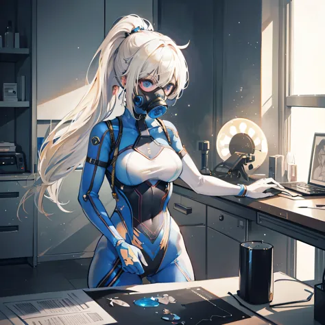 {best quality}, {{masterpiece}}, {highres}, 1 woman, solo, sharp focus,{{{science lab (background)}}}, {{{character{{{1 woman}}}...