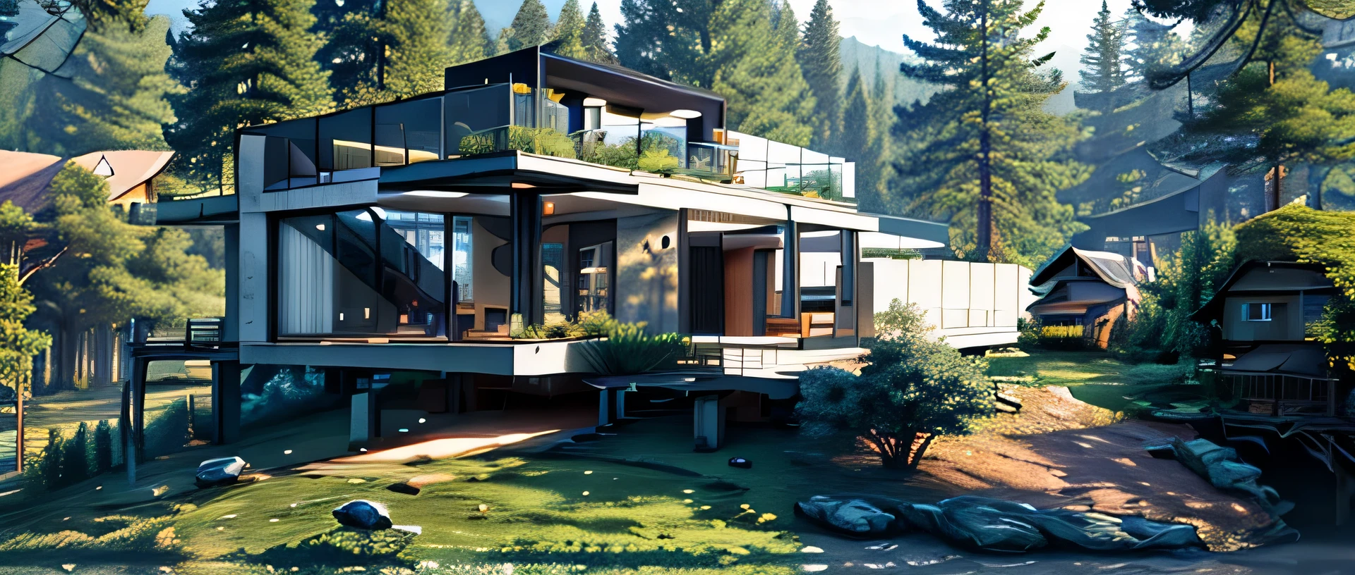 steel villa in the forest