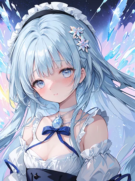 masterpiece, best quality, extremely detailed, (illustration, official art:1.1), 1 girl ,(((( light blue long hair)))), light bl...