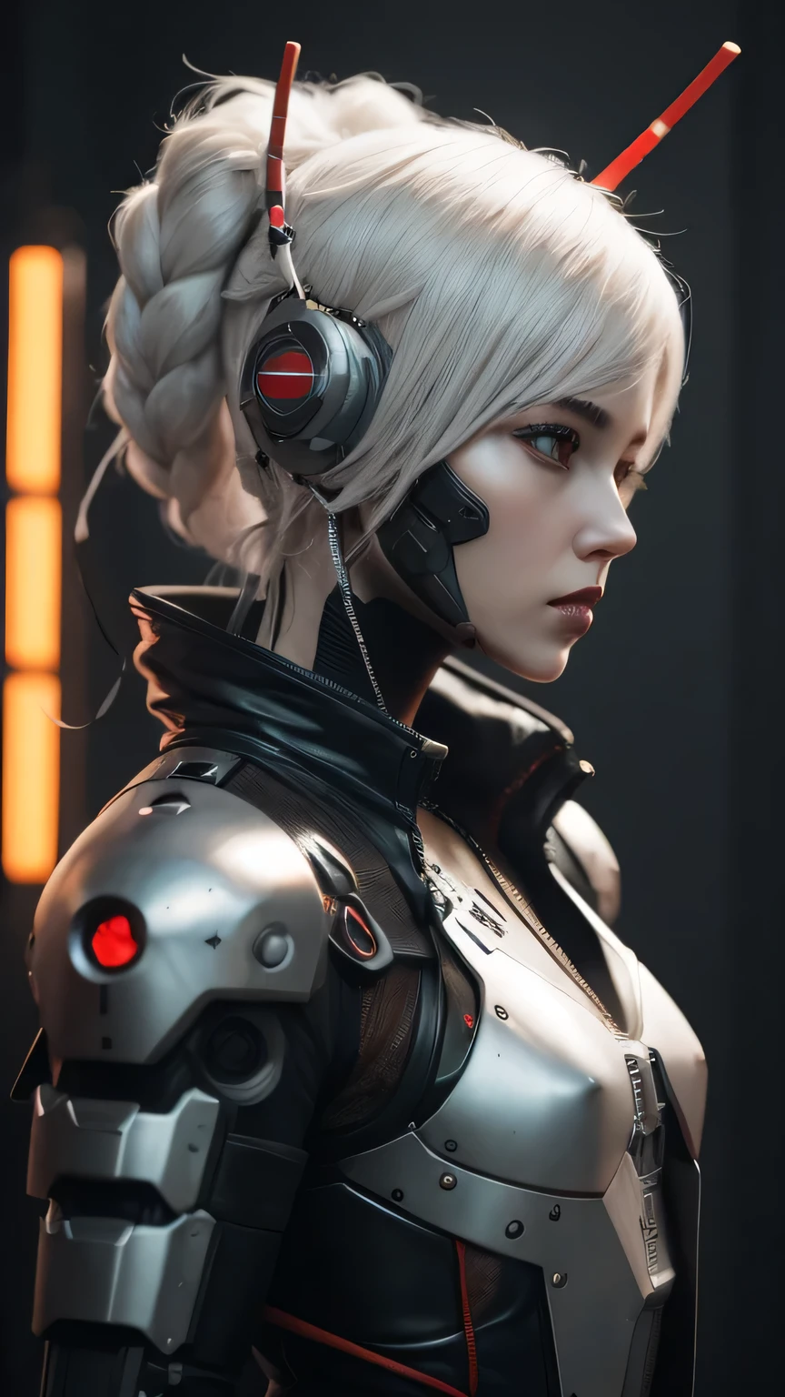 eine Nahaufnahme einer Person, die einen Helm trägt, CG-Gesellschaft 9, Wunderschönes Roboter-Charakterdesign, sehr schöne Cyberpunk-Samurai, hyper-realistic cyberpunk style, cyberpunk statue, cyberpunk bee, cyberpunk cyborg wasp, cgsociety - w 1 0 2 4 - n 8 - ich, weiblicher Roboter, cyberpunk robot, cyberpunk mechanoid, cyberpunk style ， hyperrealistisch, cyberpunk samurai.Haare weiß.