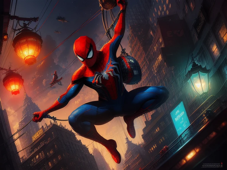 (Award-Winning Digital Art: 1.3) by (Sketch: 1.3), (Energetic: 1.3) Spidey, EmmaRob, CGSociety, ArtStation, (Saturated: 1.3), (POSTER), (Female: 1.4), (Pretty: 1.4), ( attractive: 1.3), classic scene of Spider-Man holding a suspended cable car, full of people inside. Spider-Man saves cable car passengers.