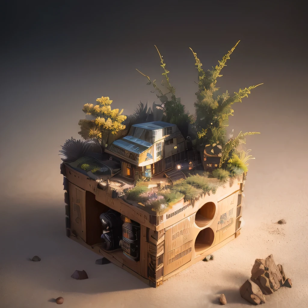 6598年Mars realistic model, (bifurcation, original photo, best quality, masterpiece:1.4),SteampunkCyberpunk6820 City,(CyberpunkMars light:1.3), Mars (related to land),(in a small nature box:1.3),Isometric, small nature, landscape on foundation,landscape,