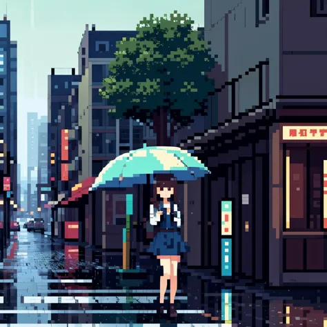 rainy city　hydrangea　city girl