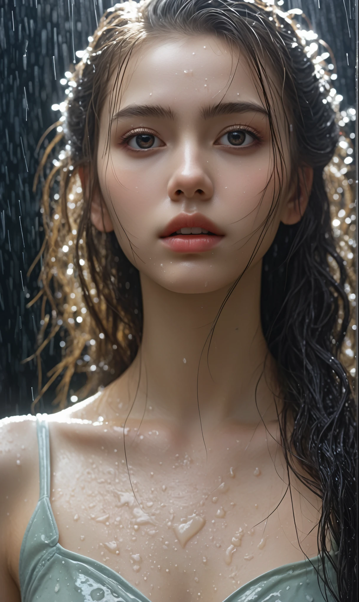 actual,masterpiece,18-year-old beautiful girl and monster,pearly eyes,Extremely detailed facial depiction,downpour,crazy Body movements,exaggerated perspective,poster,Hermaphrodites,Fashion,dramatic lighting,forte,distortion style,32k Ultra HD,american girl,full_Body,Dynamic angle,