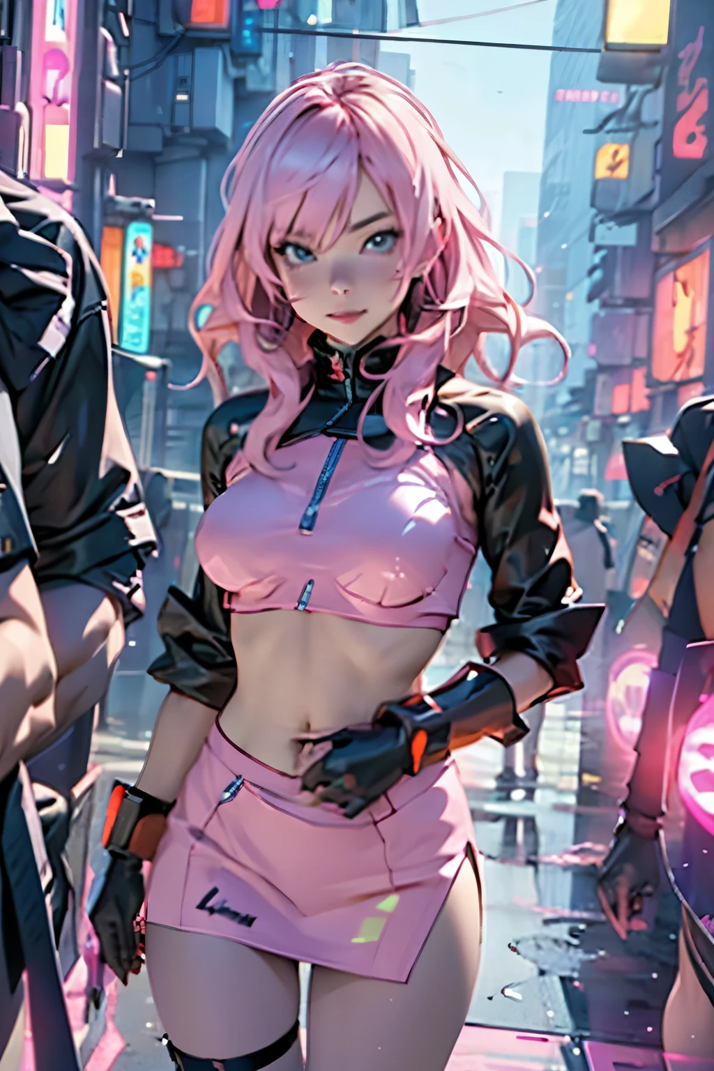 anime girl in a city at night, anime style 4 k, anime cyberpunk art, digital cyberpunk anime art, 4k anime wallpaper, modern cyberpunk anime, cyberpunk anime art, laying on a rooftop, cyberpunk anime girl, digital cyberpunk - anime art, ultra hd anime wallpaper, Beautiful, pink jacket, white mini skirt, white top, underboob, Hyperdetailed, Intricate, Elaborate, Meticulous, Photorealistic, Sharp Focus, Wlop, Character Design, Unreal Engine, 3d Rendered, Volumetric Lighting, Reflections, Glossy, Digital Illustration, Sensual Pose, Suggestive Pose, Lewd, Full Body Shot, anatomically correct 💖❤💕💋❣
