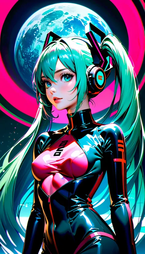 create a high-resolution, visually stunning portrait that captures the essence of hatsune miku, the digital singing sensation kn...