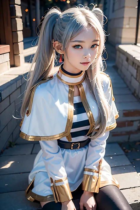 (masterpiece, best quality:1.4), ((1girl)), highres, solo, ((Frieren)), ((18 years old)), Cosplay, elf, pointy ears, white hair,...