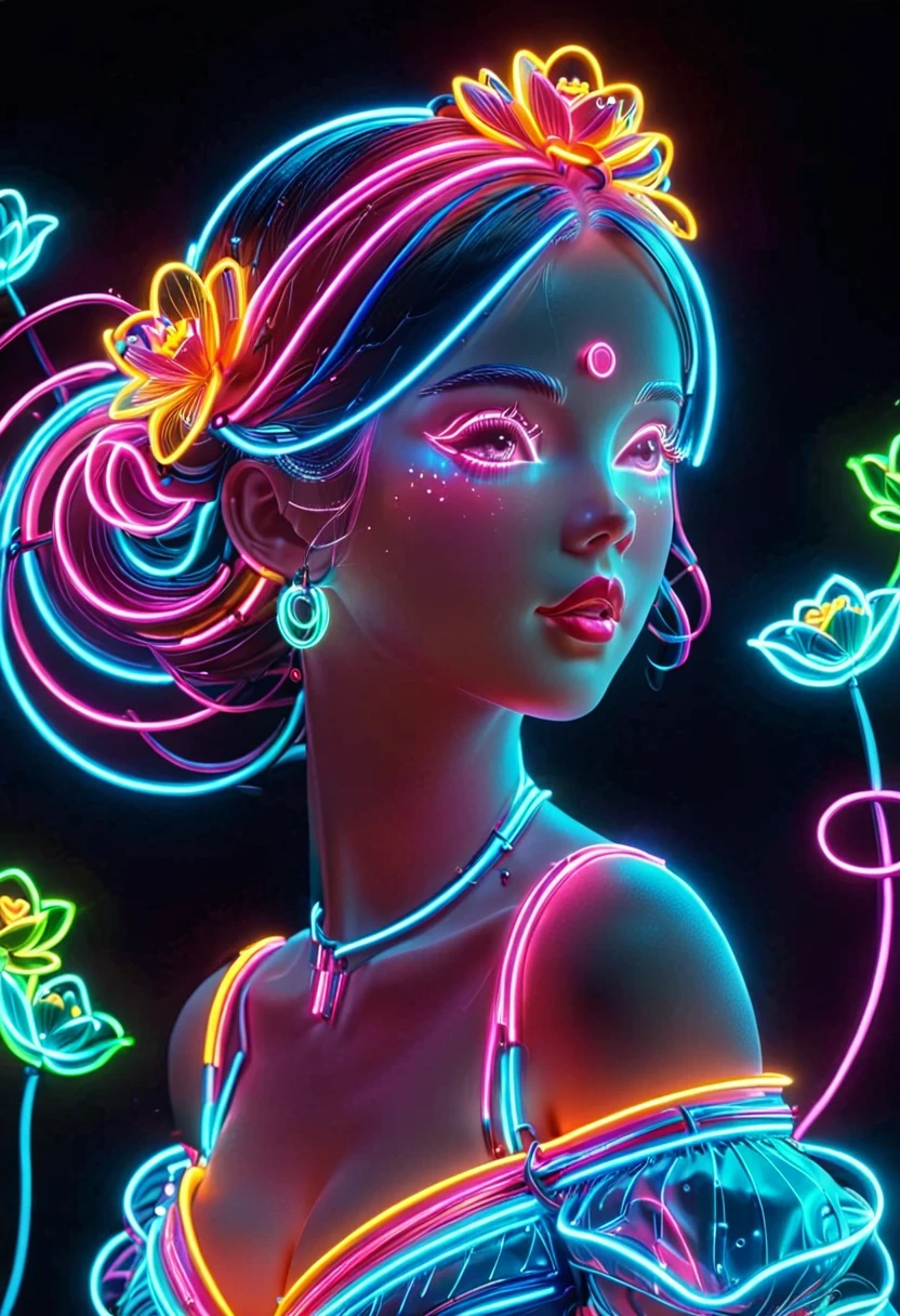  luzes de neon, luminescent, rico e colorido, Princess, obra de arte, Alta resolução, Oitava 4k, alto detalhe