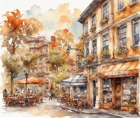 (best quality,highres),(transparent watercolour painting:1.1),cozy bakery and coffee shop atmosphere,delicate brush strokes,home...