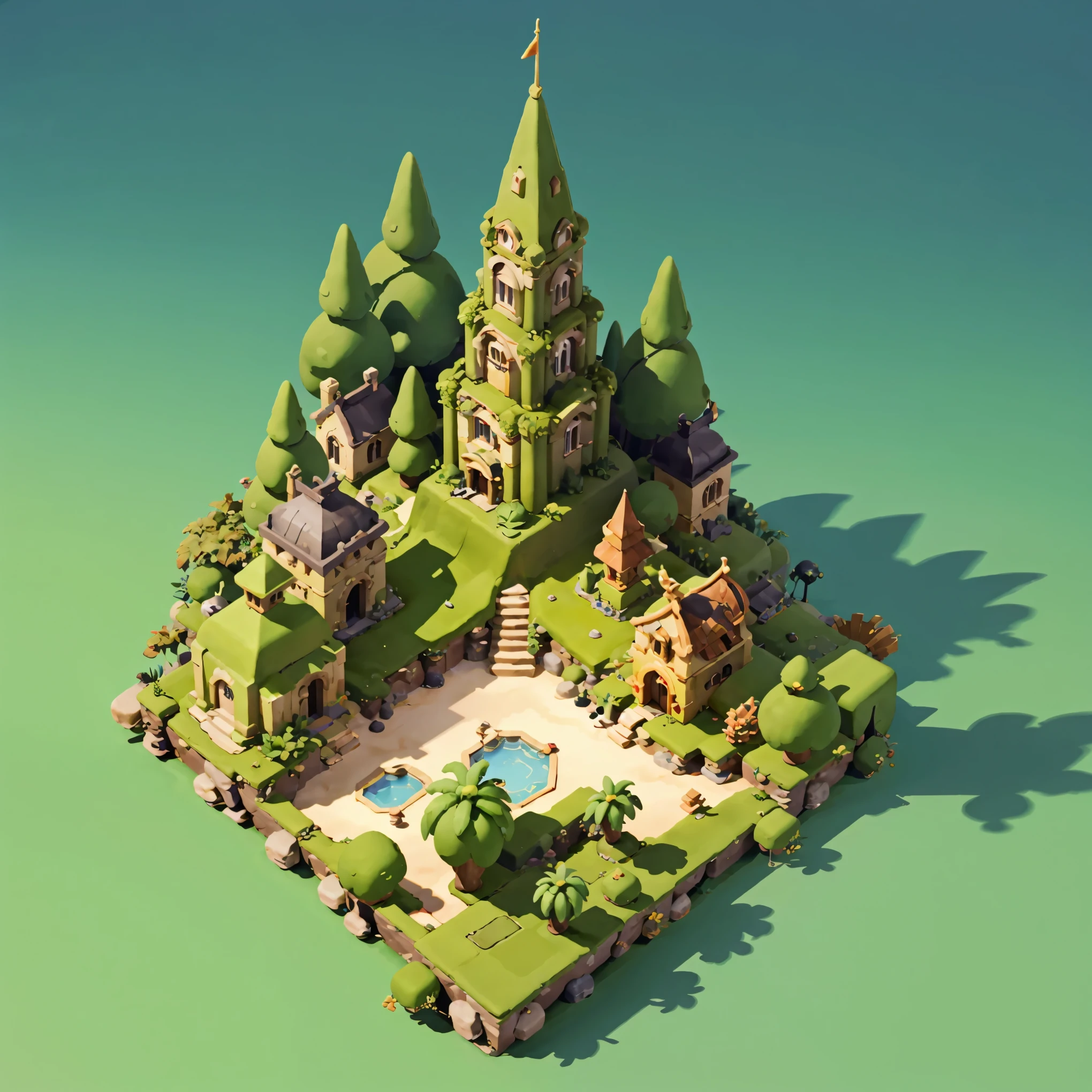 Isometrische 3D-Ansicht der Dark Fantasy Island,